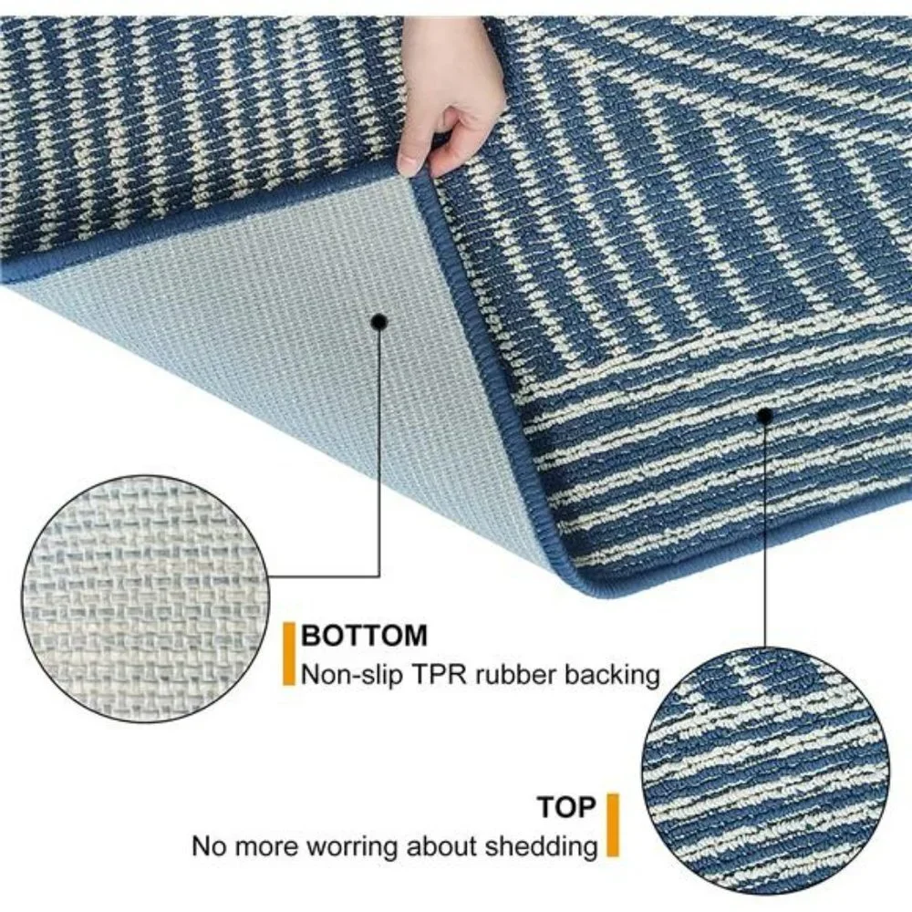 Indoor Door Mat, Non-Slip Absorbent Entryway Rug (Blue)